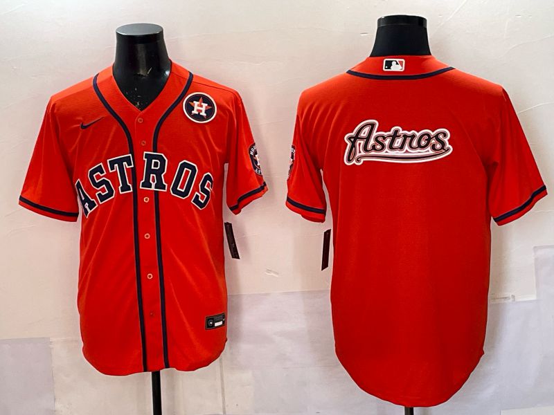 Men 2025 Houston Astros Blank Orange Nike MLB Jersey style 071